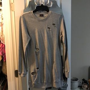 Distressed sweater dress